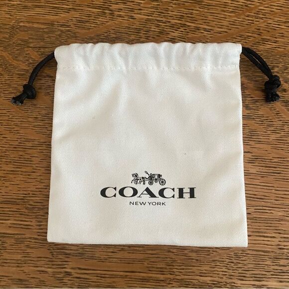 Coach White Logo Drawstring Jewlery/Card/Small Item Dustbag 4.5" x 4.5" - Picture 1 of 2